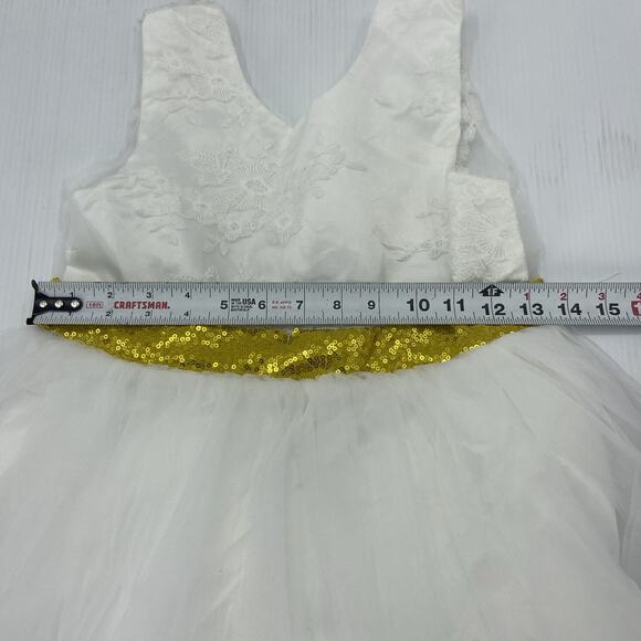 White Flower Girl Sees With Gold Ribbon And Bow Large {54} - Picture 12 of 15